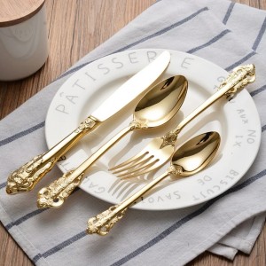 葡萄牙 同款创意 金色银色 304不锈钢 牛排刀叉勺 西餐牛排刀叉