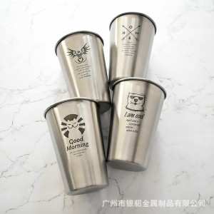 不锈钢儿童防摔漱口杯冷饮果汁啤酒杯定制创意图案logo杯子