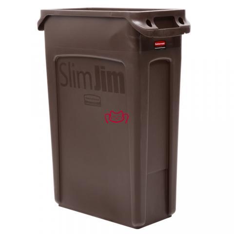 美国乐柏美Rubbermaid 1956187 Slim Jim 垃圾桶 - 带把手 (褐色)