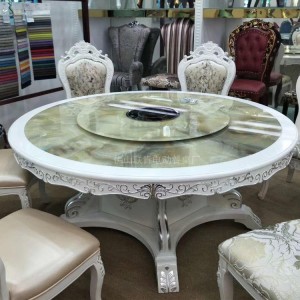 美式餐桌椅组合欧式轻奢后现代饭桌实木餐台家用圆形餐桌