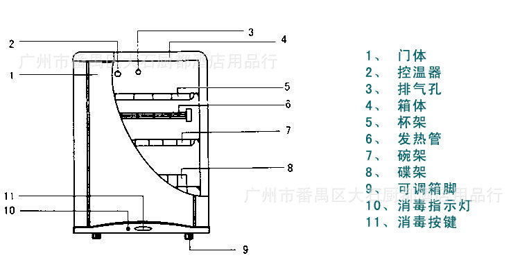 康&宝 RLP60D-7KB消毒柜立式家用小型高温单门消毒碗柜