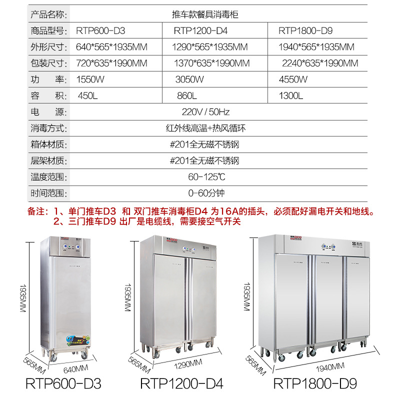 圣托 推车式消毒柜 大容量热风循环高温消毒柜 商用筷子消毒机 D4
