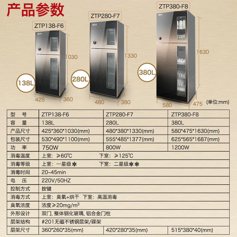 圣托 大容量消毒柜 家用 立式碗柜 商用饭店筷子消毒机 F6/F7/F8