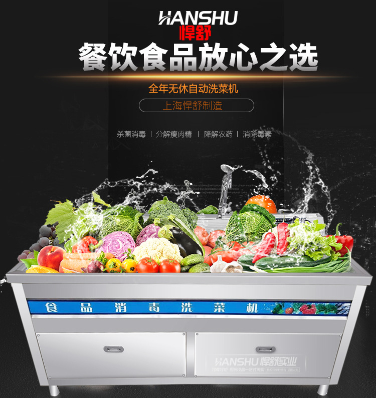 悍舒蔬果清洗臭氧消毒气泡洗菜机商用消毒洗菜设备果蔬洗菜机