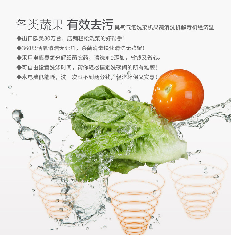 悍舒蔬果清洗臭氧消毒气泡洗菜机商用消毒洗菜设备果蔬洗菜机