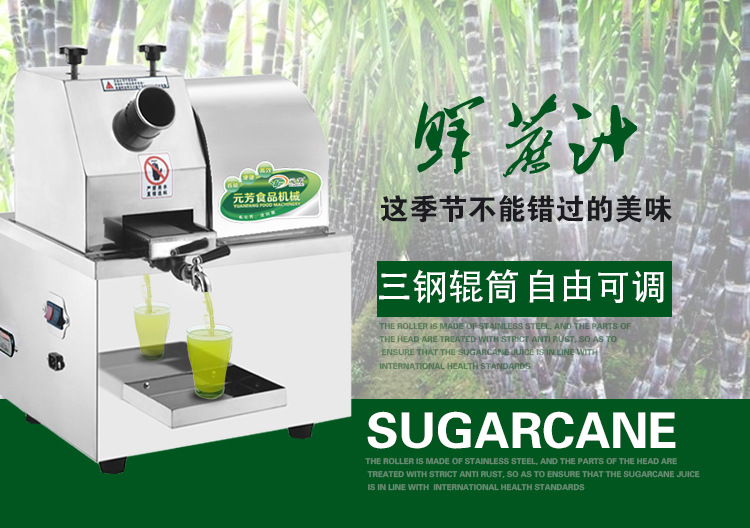 元芳厂家直销商用蓄电池电瓶甘蔗机 全自动不锈钢甘蔗榨汁机台式