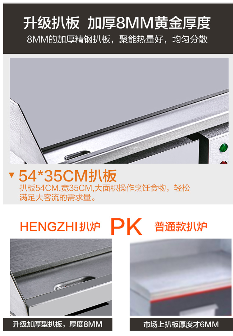 恒芝 电平扒炉EG-818商用双温控电热平扒炉铁板烧机手抓饼机器