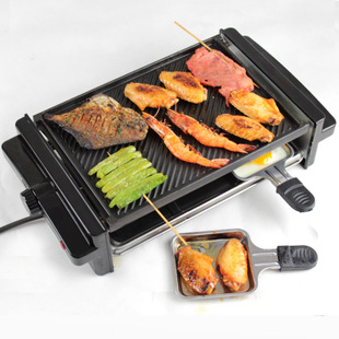 韩式家用电烧烤炉商用无烟烤肉机双层不沾烤肉锅电烧烤架送6烤勺