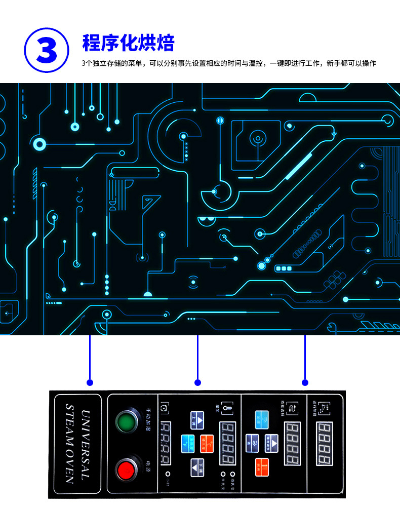 全自动万能烤箱商用多功能蒸烤箱热风循坏电烤箱西餐烤箱披萨烤炉