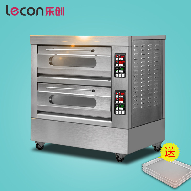 乐创 烤箱商用二层四盘大型烤炉蛋糕面包披萨烘炉双层焗炉 电烤箱