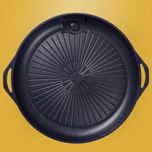 韩式不粘烧烤盘韩国麦饭石烤肉锅卡式炉烧烤盘便携新烤盘铁板牛排