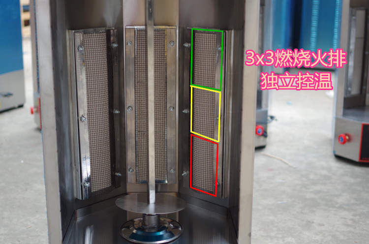 商用三控燃气烤肉机土耳其烤肉机巴西自动烤肉炉旋转烤炉中东烧
