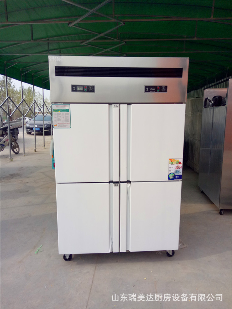 全钢铜管四门双机双温厨房冰柜4门6门商用立式冰箱冷藏冷冻冷柜