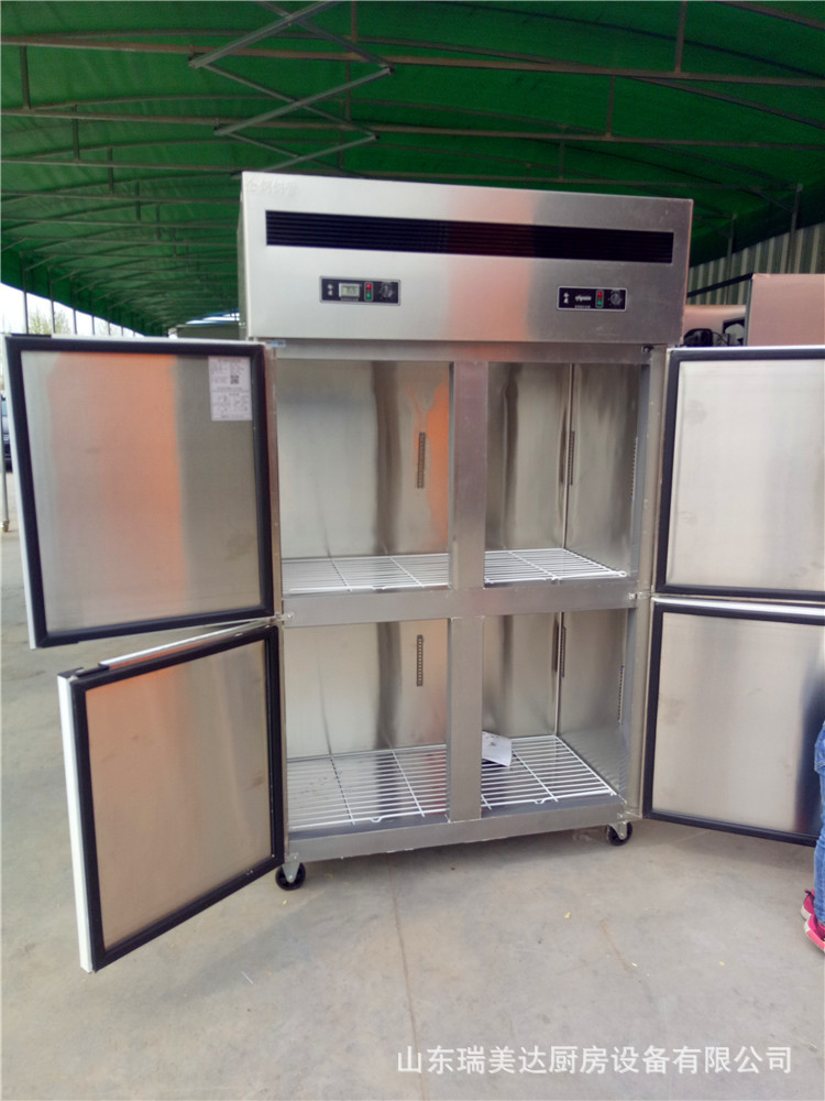 全钢铜管四门双机双温厨房冰柜4门6门商用立式冰箱冷藏冷冻冷柜