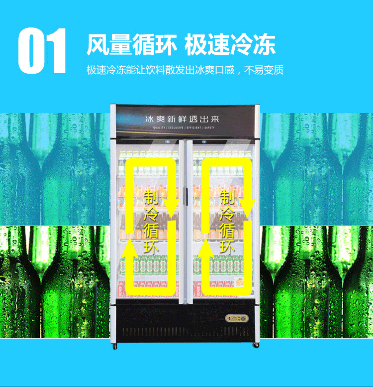 展示柜冷藏立式冰柜商用冰箱饮料饮品保鲜柜单双门冷饮料柜