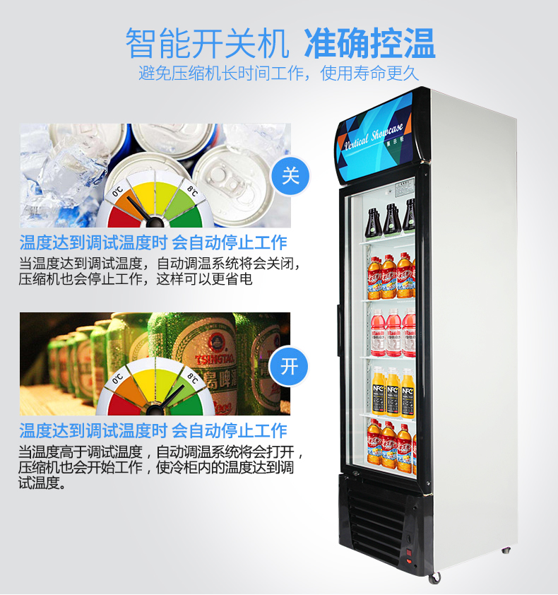 德玛仕商用展示柜冷藏 饮料展示柜 立式冰柜 冷冻立式双门-680L