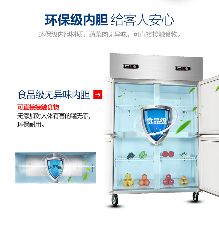 德玛仕商用展示柜冷藏 饮料展示柜 立式冰柜 冷冻立式双门-680L