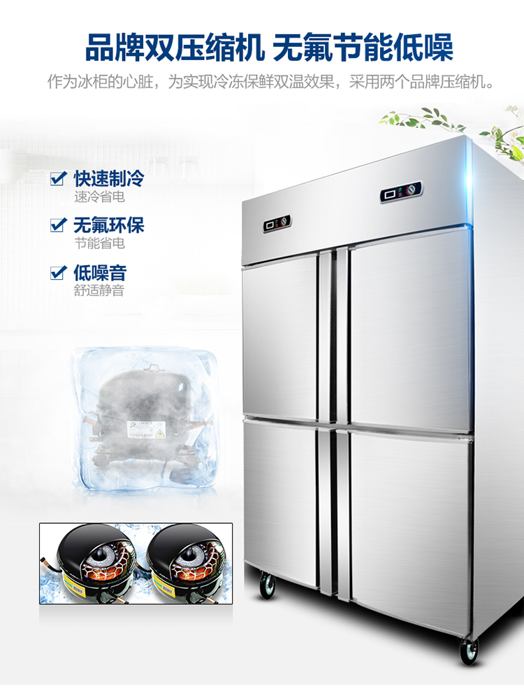 德玛仕商用展示柜冷藏 饮料展示柜 立式冰柜 冷冻立式双门-680L