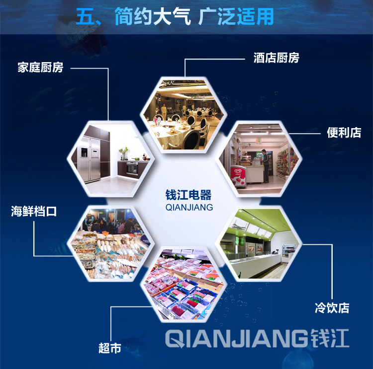 钱江 六门冰箱饭店厨房冰柜 餐饮商用立式冷藏柜 不锈钢双温冷柜