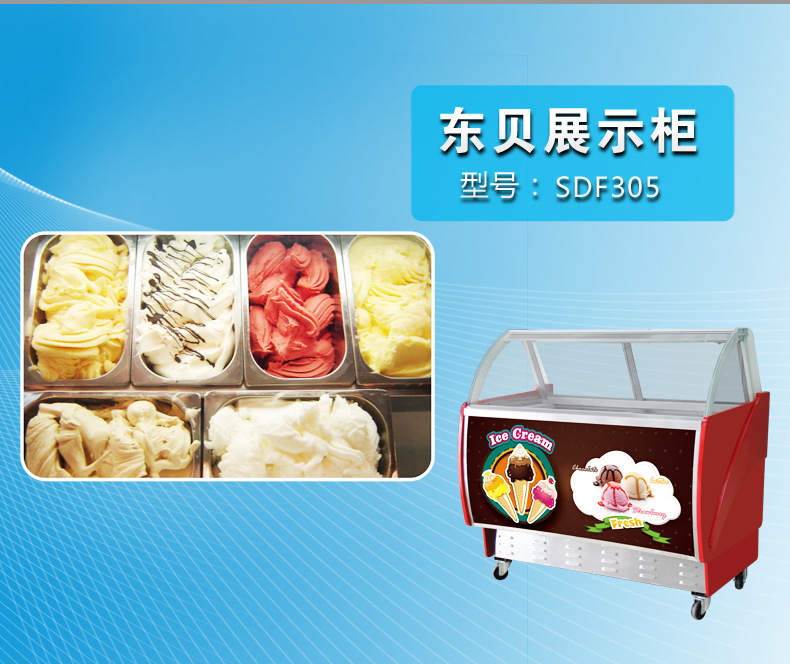 东贝厂家硬冰激凌展示柜SDF305冷冻柜 冷藏卧式12盘冰淇淋陈列柜