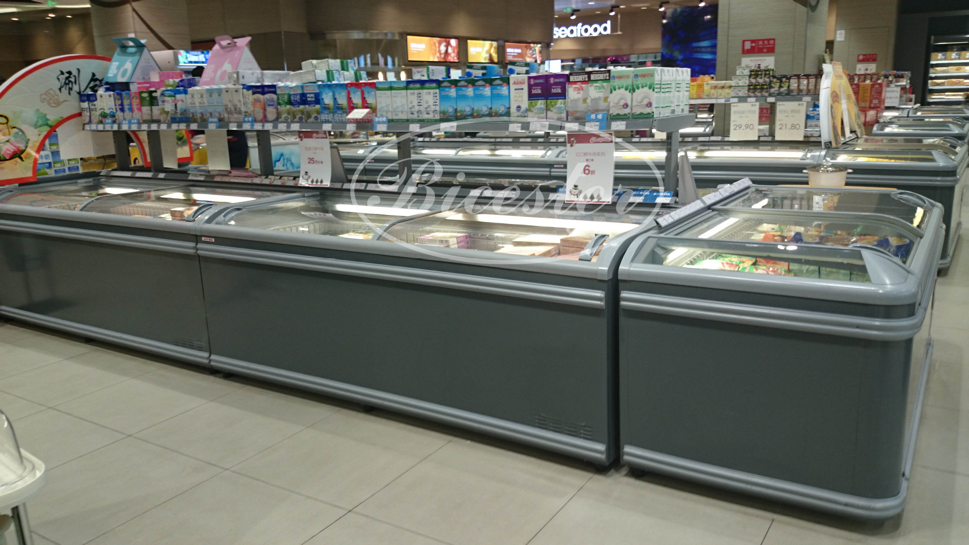 超市汤圆水饺冷冻展示柜 商用卧式冰柜组合岛柜 肉丸冷冻保鲜冷柜