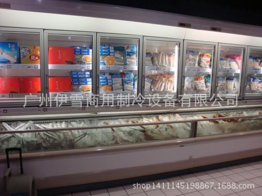 卧式超市冷柜商用组合岛柜生鲜冰柜水饺汤圆玻璃门冷冻速冻展示柜