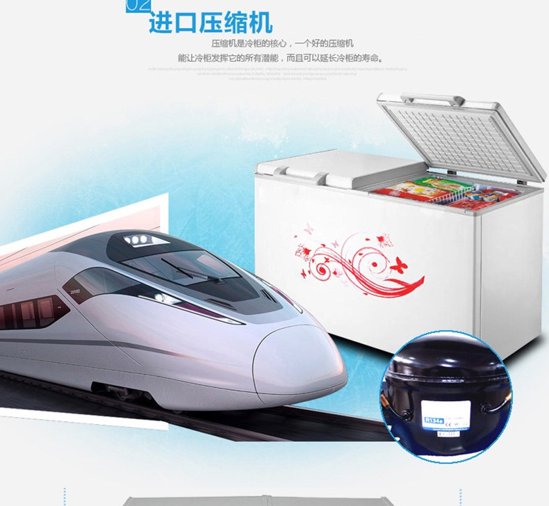 睿美卧式冰柜 商用双温雪糕柜小冰柜家用饮料冷柜单温冷冻冷藏柜