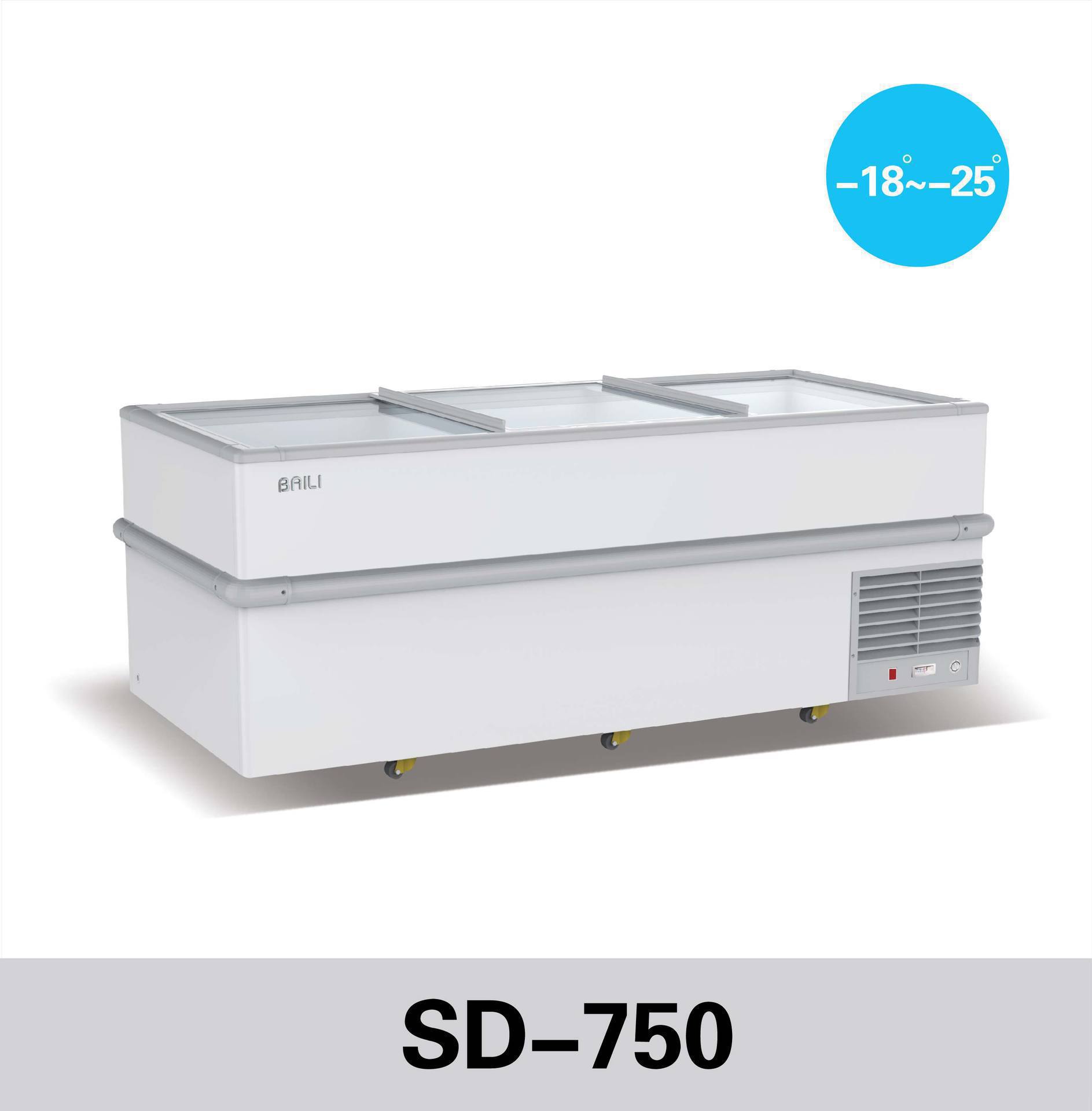 百利SD-750低温岛柜 火锅丸子 玻璃门卧式冷冻柜 展示冰柜-25度