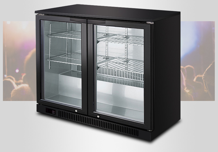 绿零三门黑色风冷直冷吧台冷藏冰柜 商用桌上型啤酒展示冷柜