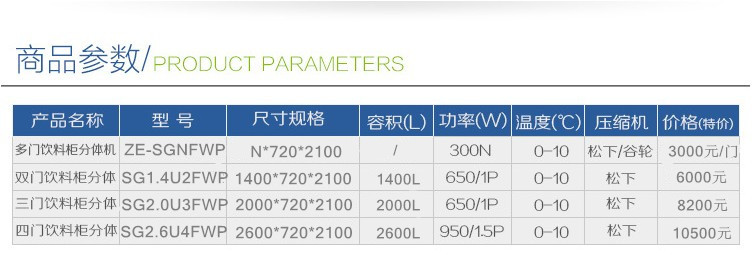 新品分体平头两门展示冰柜立式饮料柜 超市冷柜水果便利店保鲜柜