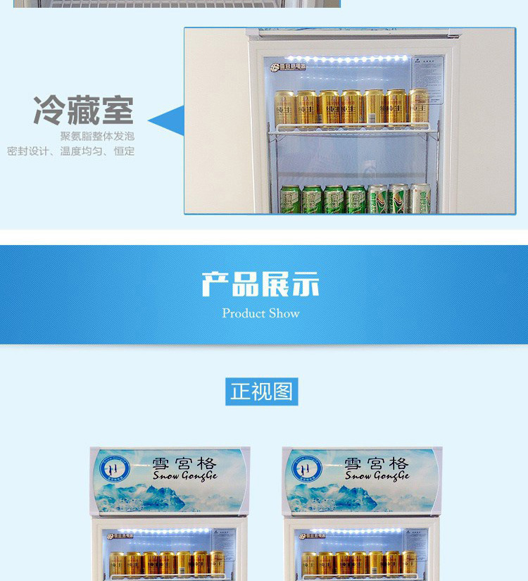 雪展示柜冷藏柜立式商用饮料冰箱啤酒饮品水果保鲜柜饮料柜单门