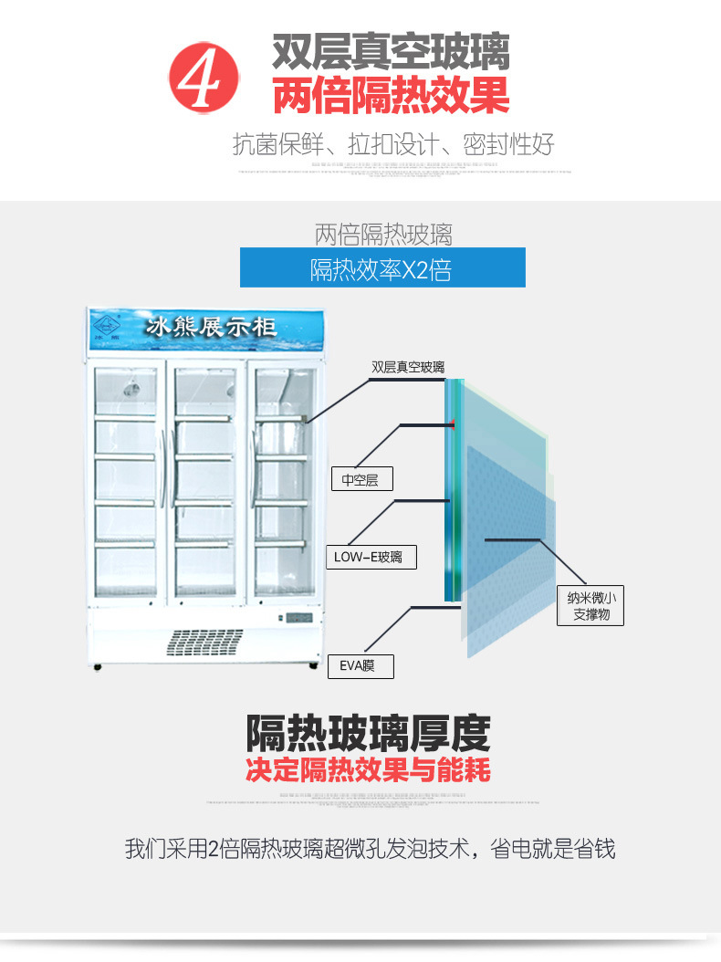 冰熊 LC-980三门立式展示柜/饮料柜/冷藏柜/陈列柜保鲜柜商用冷柜