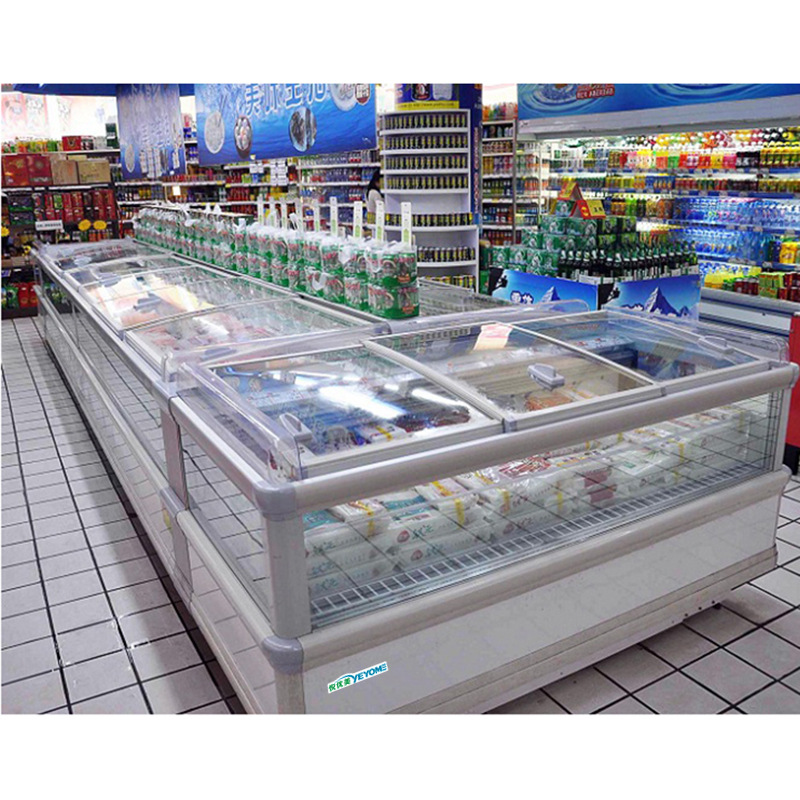 风冷速冻岛柜 超市低温卧式冷冻展示柜肉食品急冻冰柜悦优美直销