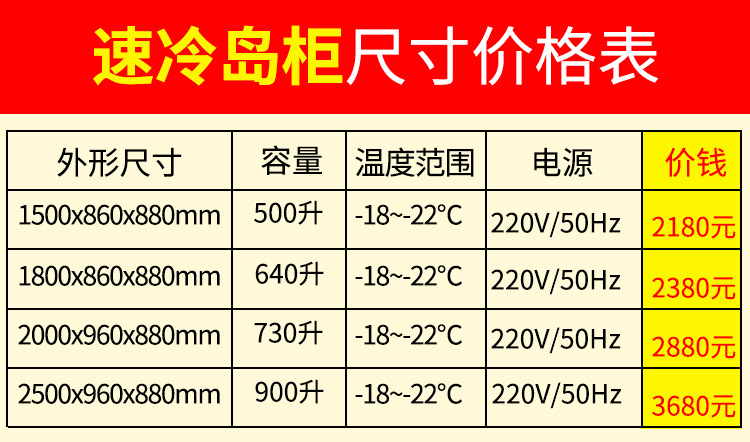 乐创岛柜冷冻展示柜冷藏商用卧式冰柜海鲜柜超市冷冻冰柜速冻