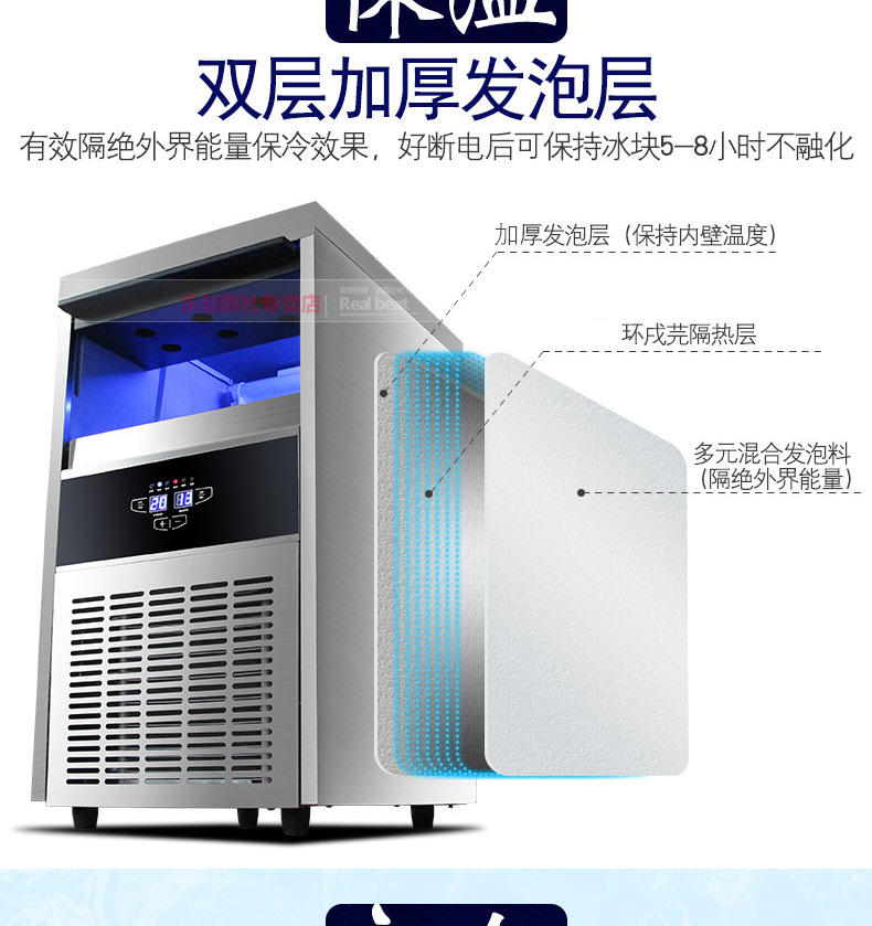 睿美商用制冰机全自动方块冰机冰颗奶茶店酒吧KTV