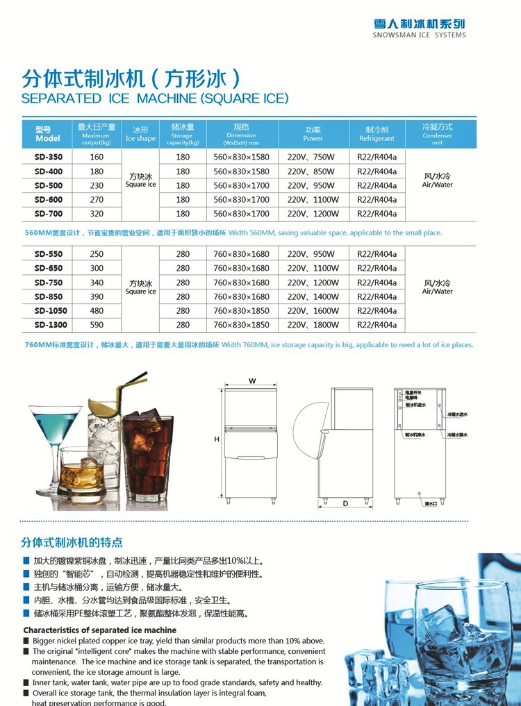 Snowsman雪人AP-2.5T制冰机 鳞片冰制冰机 超市制冰机