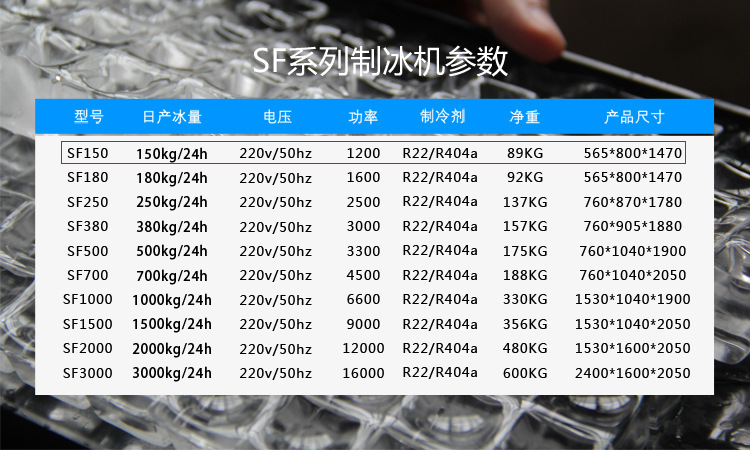 SF150 制冰机商用 智能大产量分体式制冰机 冰块机 KTV冰块机直销