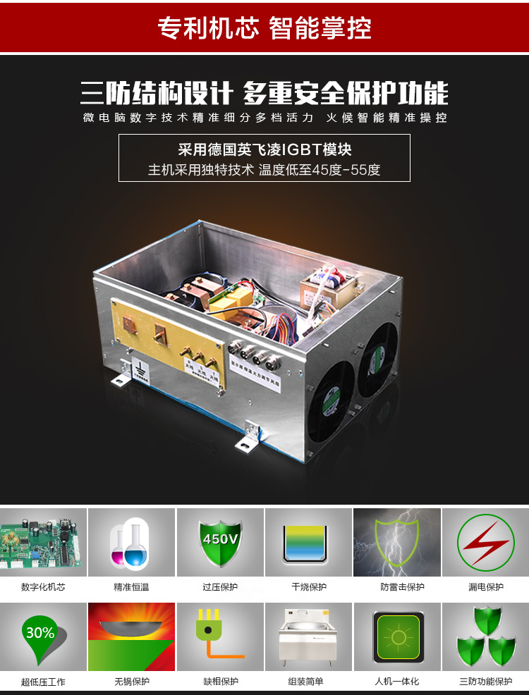 灶状元厂家直销 美的电磁大炒小炒组合炉 大功率30kw商用电磁炉灶