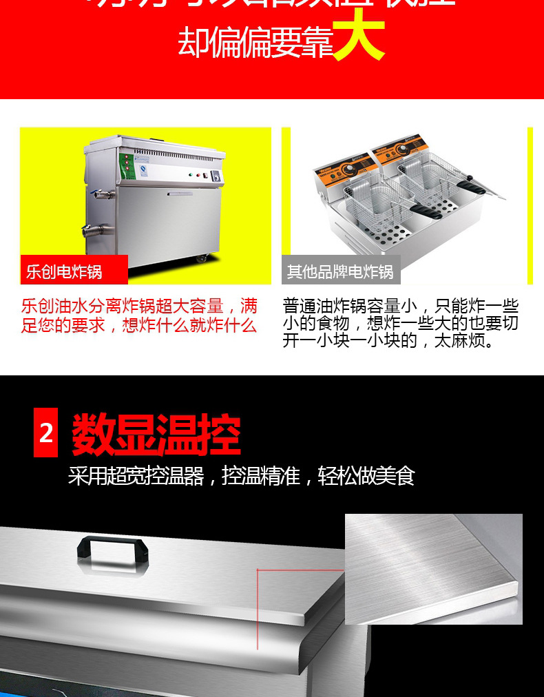 乐创商用油炸锅单缸油水分离大容量油条炸鸡电炸炉电炸机煤气炸锅