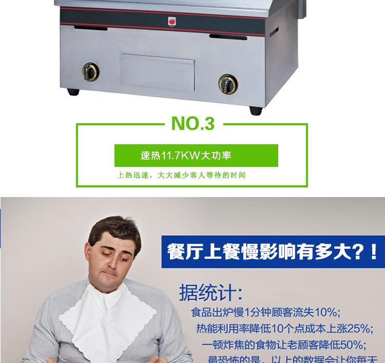 新粤海GH-720商用扒炉燃气台式扒炉手抓饼机煎饼机全国联保