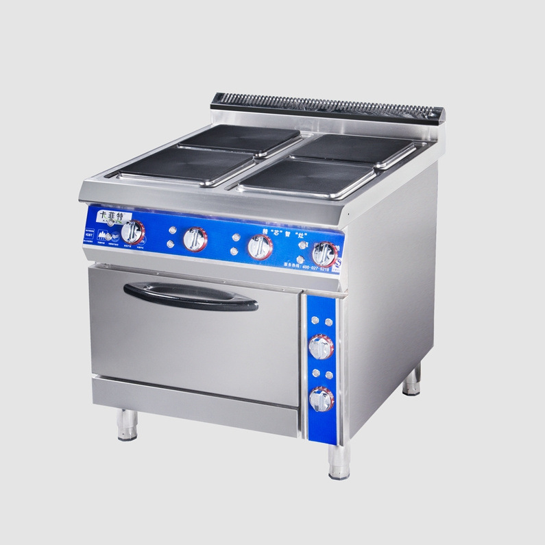 厂家直销方形煮食炉连焗炉 商用大功率电磁炉四头热板炉连下烤箱