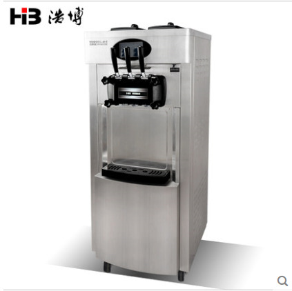 浩博冰淇淋机商用全不锈钢软质冰激凌机器三色甜蛋筒雪糕机全自动