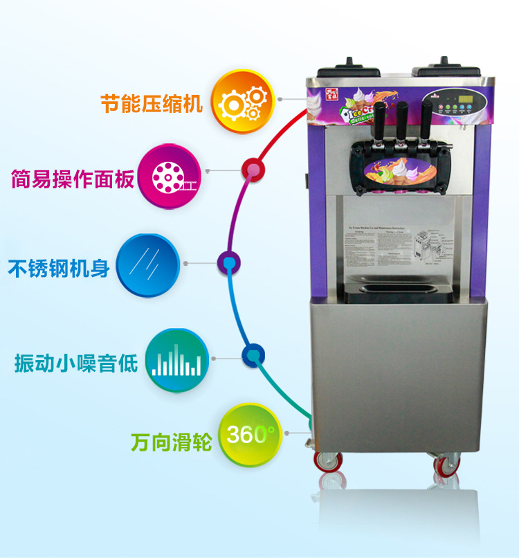 商用立式冰淇淋机富祺全自动冰激凌机器商用三色雪糕机软冰激凌机