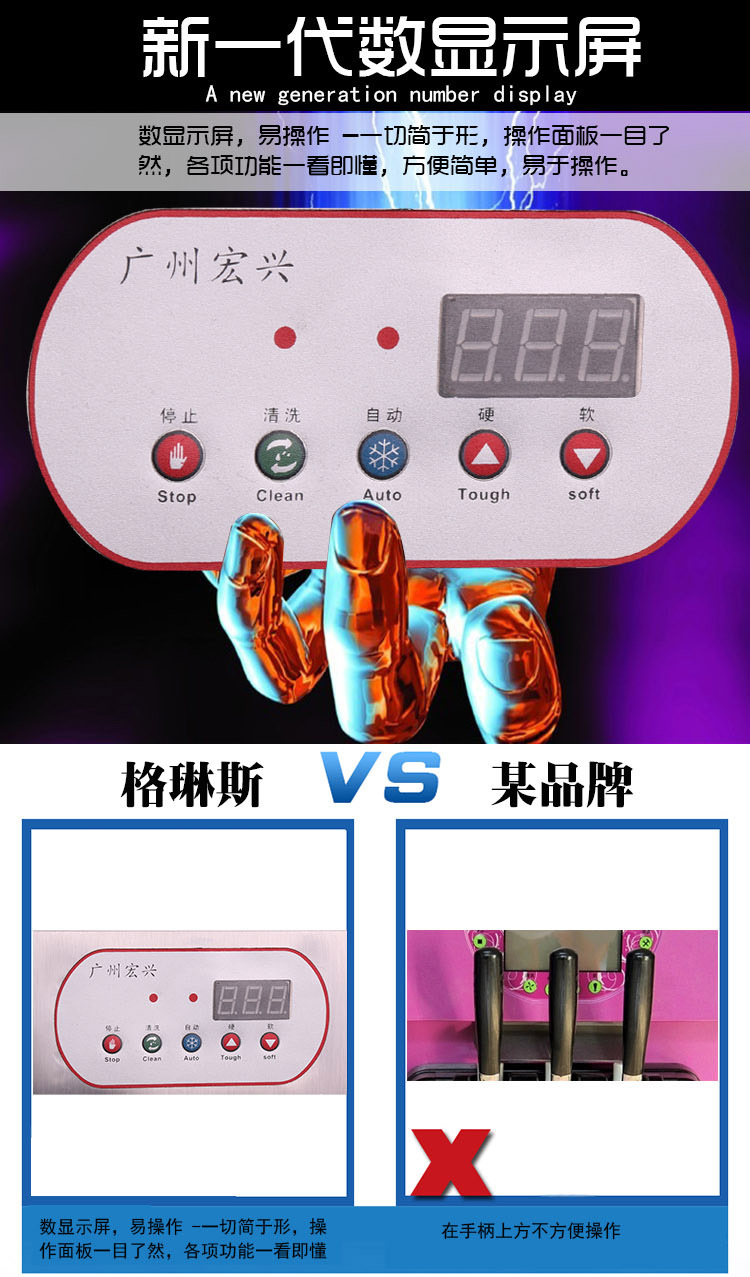 格琳斯48L全自动膨化冰淇淋机大型不锈钢甜筒雪糕机商用冰淇淋机