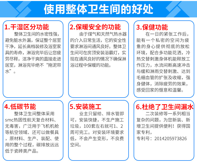 宾馆集成整体卫生间 酒店集成整体淋浴房公寓出租房临时快捷厕所