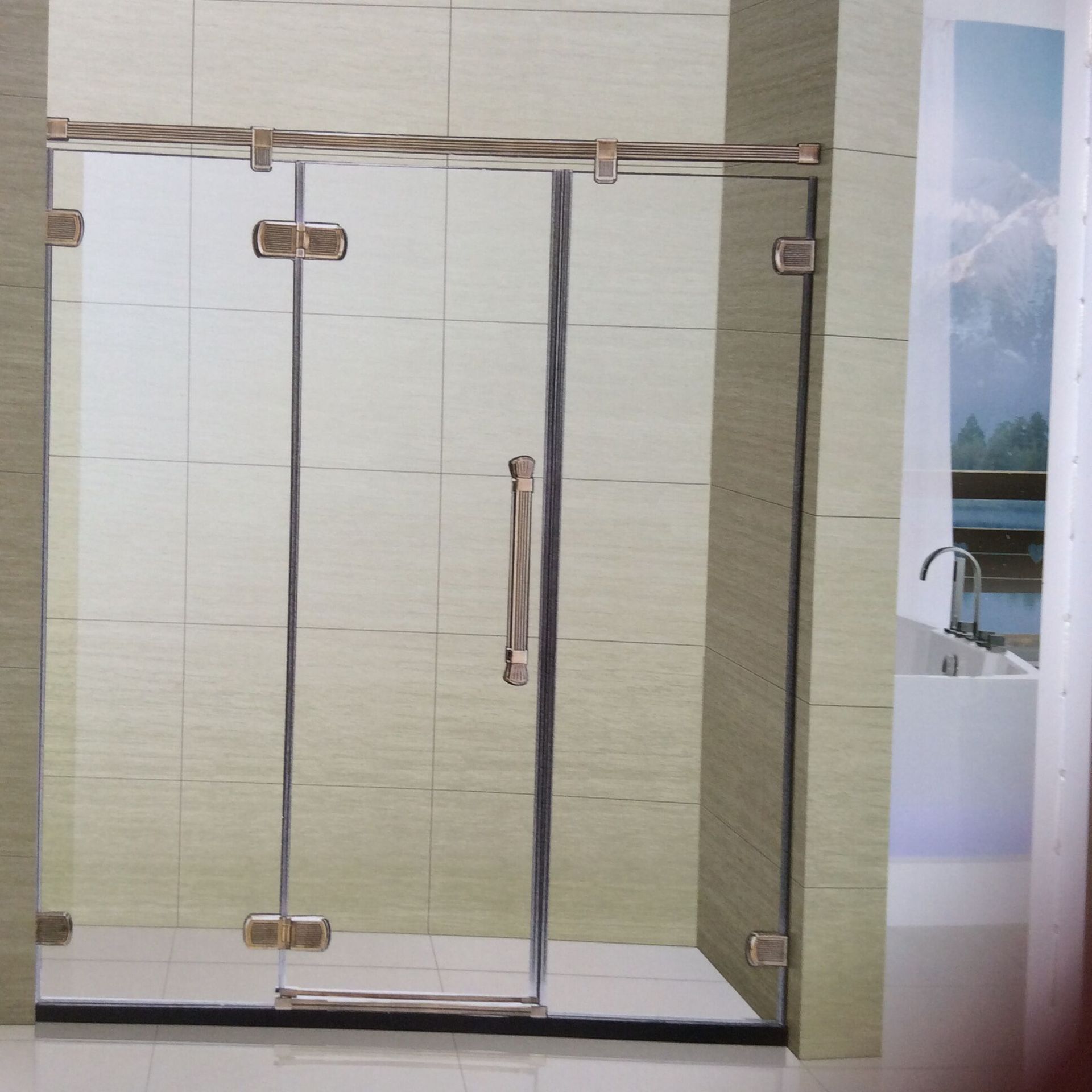 新款高端贵族精品屏风式淋浴房 酒店整体浴室不锈钢淋浴房
