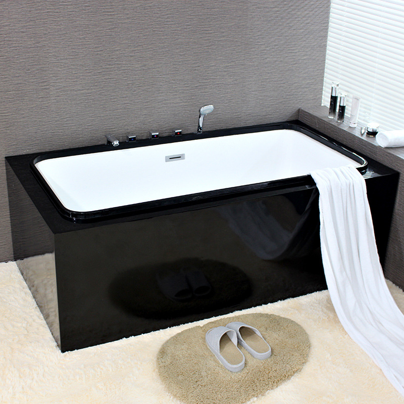 现代简约亚克力黑白浴缸宾馆酒店高档浴缸独立式复古浴缸工厂直销