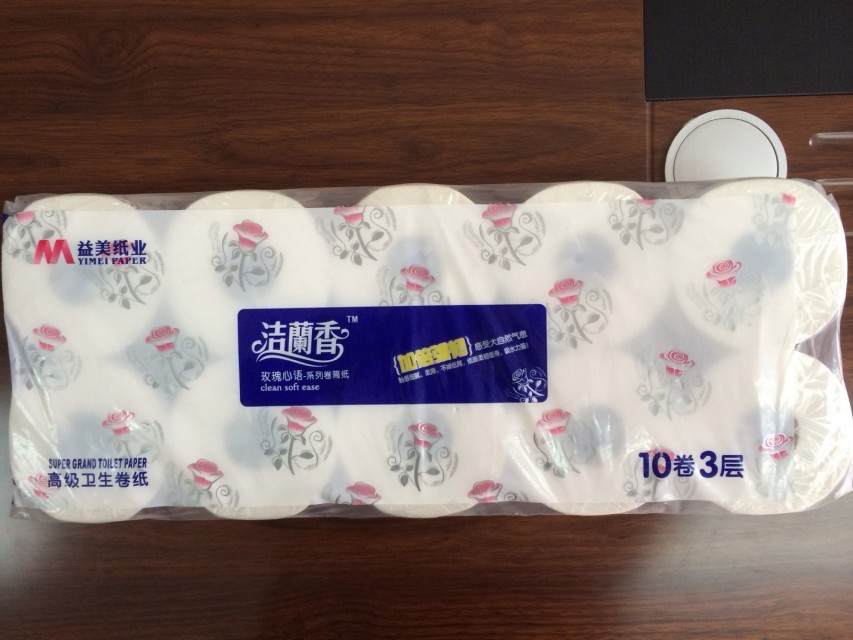 厂家批发柔软三层大盘纸 大盘纸原纸 卷筒纸 玫瑰心语生活用纸