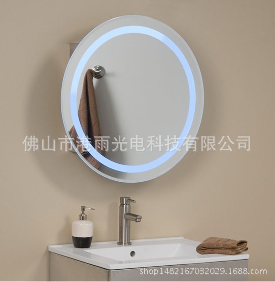 供应创意时尚浴室防雾水银镜 酒店卫生间镜 带时间放大LED镜