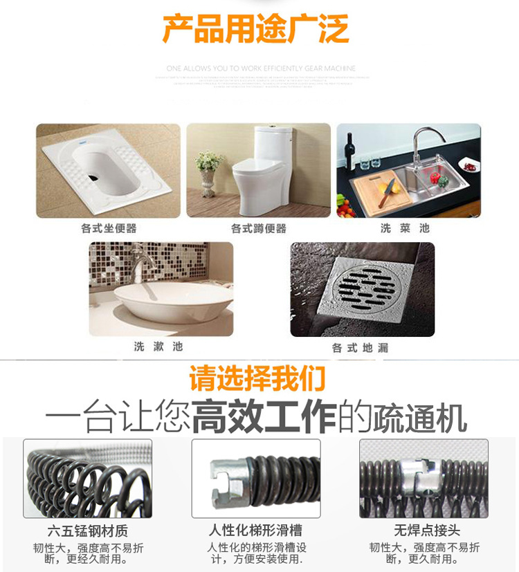 大功率2.2kw电动宽体150型疏通机 家用通厨房厕所马桶下水道工具